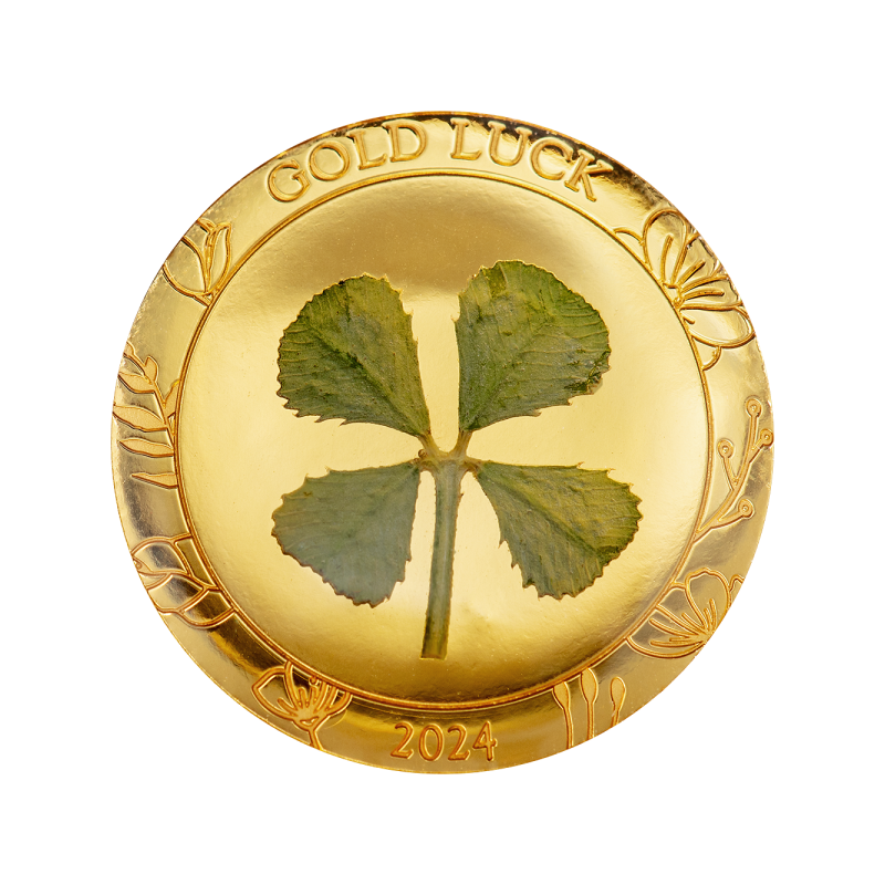 Four Leaf Clover Coin Pendant Necklace (Rose Gold)