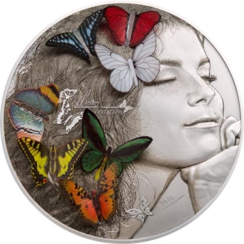 DREAM EDITION Butterfly 3D Exotic Butterflies 5 Oz Silver Coin 20$ Palau 2018