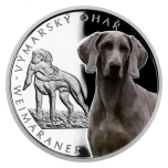 Weimaraner -Острова Ниуэ  1 $ 2022 г. 99,9% серебряная монета с цветной печатью, 1 унция