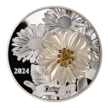 "Daisy."  Solomon Island 5$ 2024 2 oz 99,9% Silver coin, Natural Mother of Pearl 3D inlay