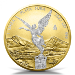 LIBERTAD Diamond Dust II Gold Gilded 1 Oz Silver Coin Mexico 2023