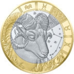 Zodiac Series Aries. Solomon Islands 10$ 99,99% Gold Coin 1/200 oz