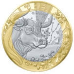 Zodiac Series Taurus. France 5€ 2025  base metal coin