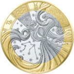 Zodiac Series Aquarius. France 5€ 2025  base metal coin